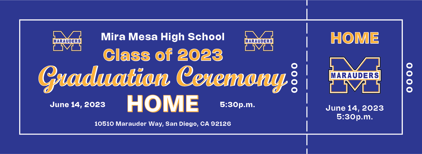 Graduation ticket design, home